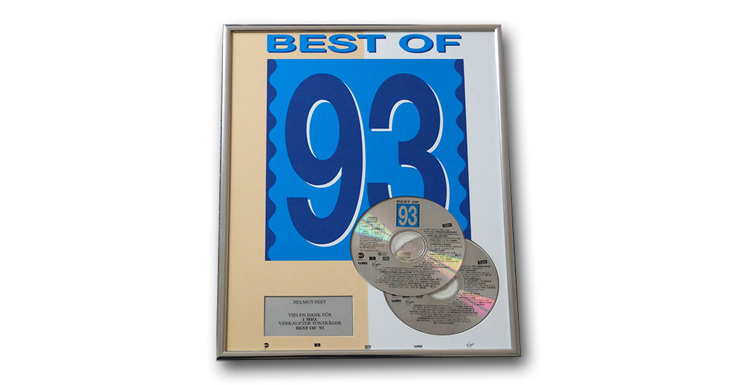 Die Hits der 90er: Gerahmte Plakette zum Album „Best of 93“