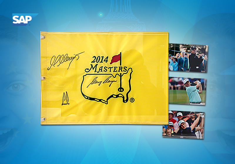 Masters 2014 Pin Flag signiert von Els, Kaymer und Player